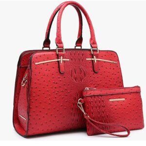 2pcs with 3 Compartments Women Handbag Wallet Tote Shoulder Purse set